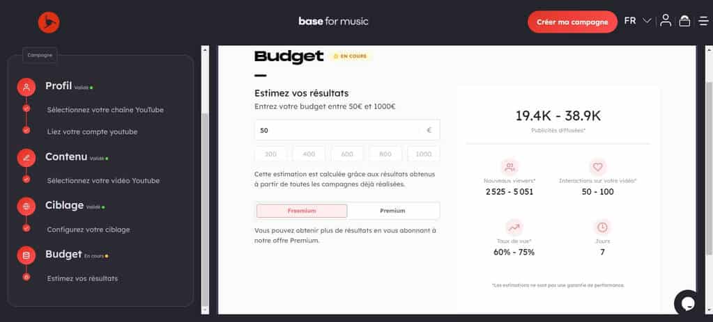base for music budget